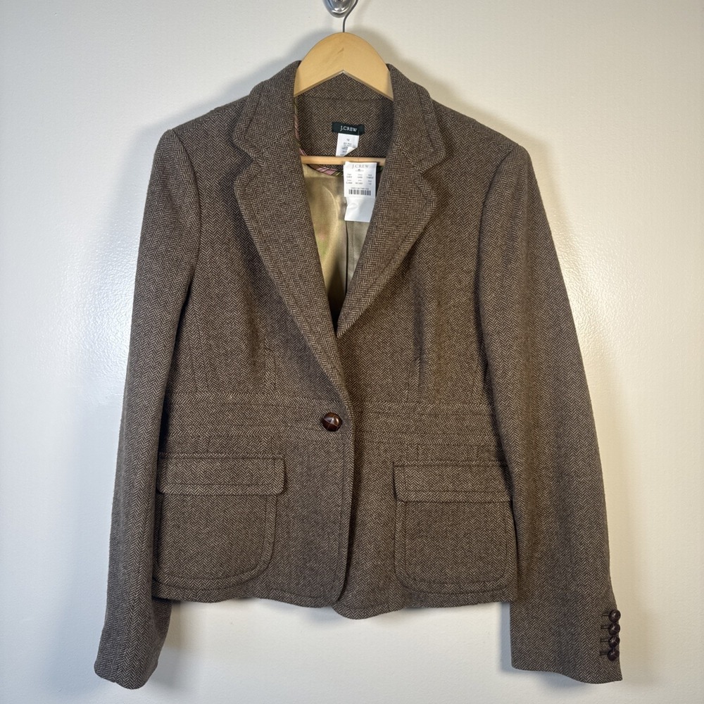 J. Crew Factory Brown Herringbone Tweed Blazer